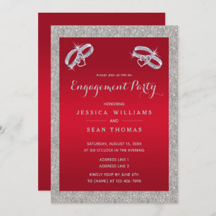 Invitation Ruby Red, Sparkly Silver Rings