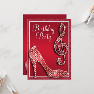 Invitation Ruby Red Stiletto & Treble Clef Anniversaire