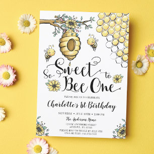 Invitation Ruche de miel floral si doux Abeille 1er anniversa