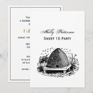 Invitation Ruche et Abeilles #1 Héraldique Vintage