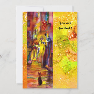 Invitation RUE MÉDIÉVALE DE FLORENCE LA NUIT,rouge jaune