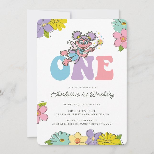 Invitation Rue Sésame Abby | Anniversaire floral Super (Devant)