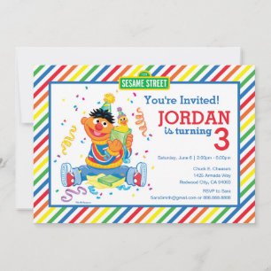 Invitation Rue Sésame   Anniversaire d'Ernie Striped