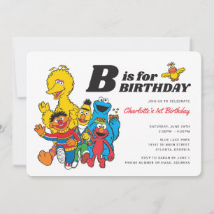 Invitation Rue Sésame   B est pour fille d'anniversaire