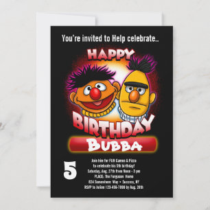 Invitation Rue Sésame   Bert & Ernie Jour d'anniversaire à th