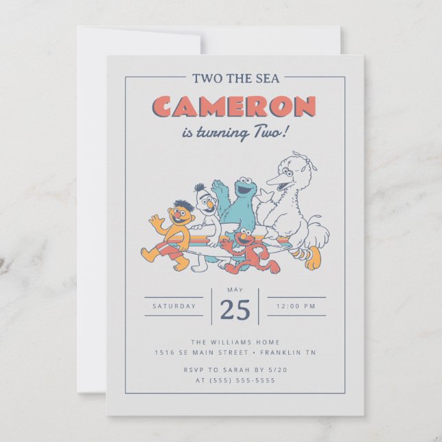 Invitation Rue Sésame | Deux mer été anniversaire (Devant)