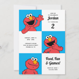 Invitation Rue Sésame - Elmo   Colorblock Anniversaire
