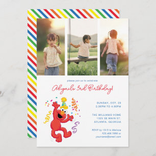 Invitation Rue Sésame   Elmo - Rainbow Birthday Photo