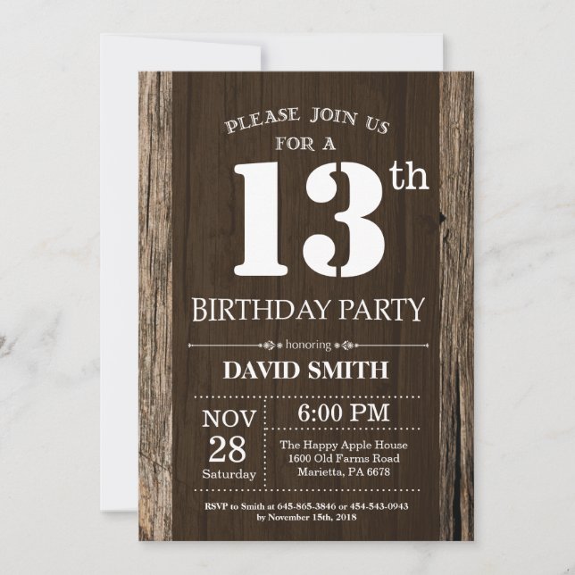 Invitation russe à l'anniversaire Bois Vintage (Devant)