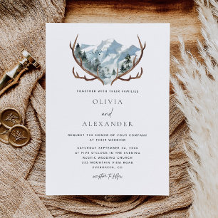 Invitation Russe Antlers Boho Mariage de montagne Boho