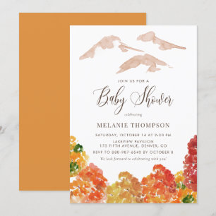 Invitation Russe aquarelle Automne Forêt Baby shower d'automn