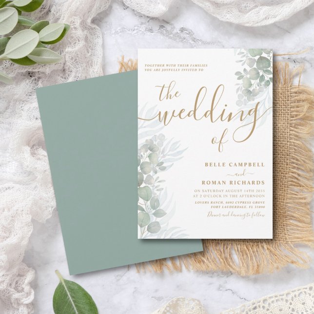 Invitation Russe Aquarelle Eucalyputus Sage Mariage vert (Créateur téléchargé)