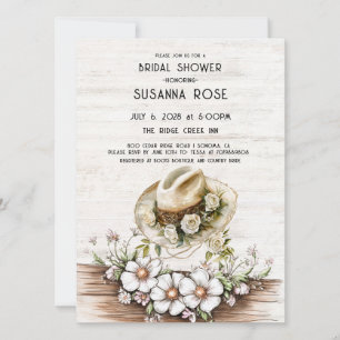 Invitation Russe aquarelle Florale cowgirl Fête des mariées C
