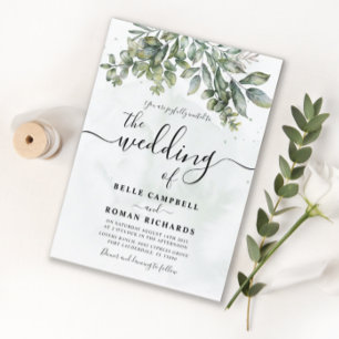 Invitation Russe Aquarelle Sage Vert Eucalyptus Mariage