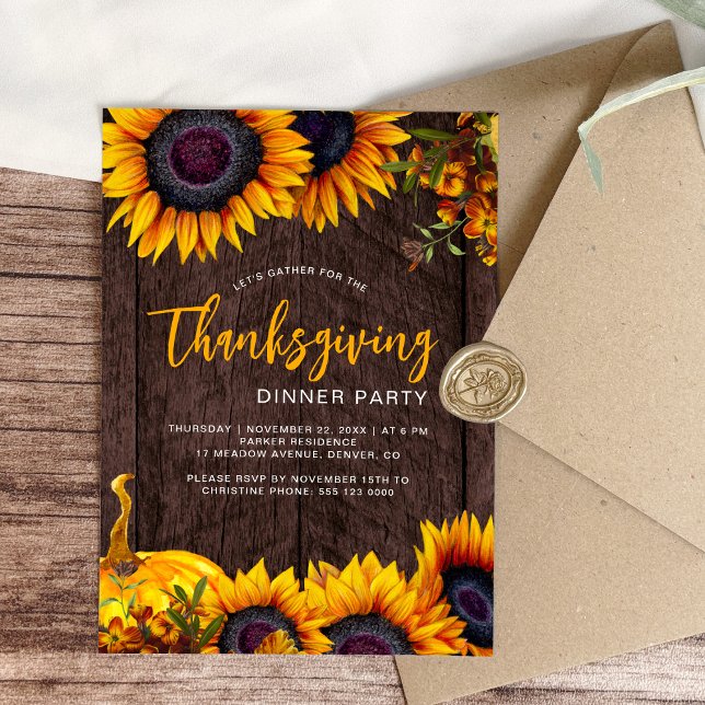 Invitation Russe automne citrouille floral Thanksgiving dîner (Créateur téléchargé)