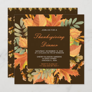 Invitation Russe Automne Feuilles de l'automne Thanksgiving P