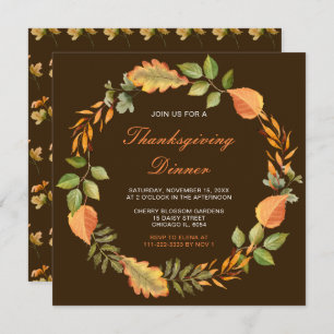 Invitation Russe Automne Feuilles de l'automne Thanksgiving P