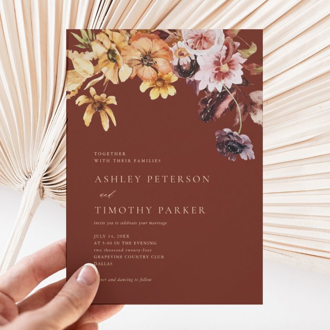 Invitation Russe Automne Floral Boho Terracotta Mariage (Créateur téléchargé)