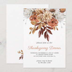 Invitation Russe Automne Terracotta Floral Thanksgiving
