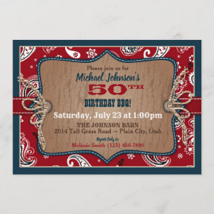 Invitation Russe Bandanna Occidentale Imprimer Cowboy Anniver