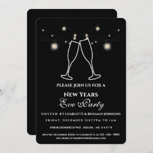Invitation Russe Black String Lights Nouvel An Soirée