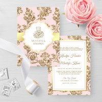 Russe Blush Pink Gold Filigree Mariage musulman