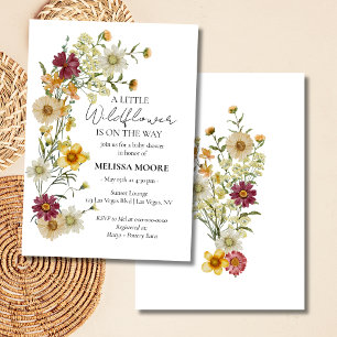 Invitation Russe Boho Bourgogne Baby shower Fleur sauvage