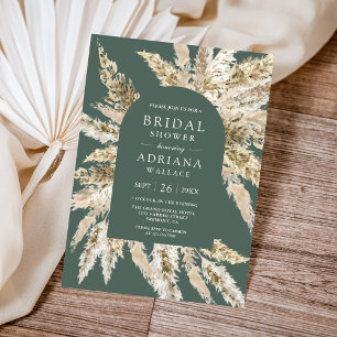 Invitation Russe Boho Pampas Arch Sage Green Fête des mariées
