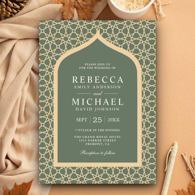 Invitation Russe Boho treillis Arc Sage Mariage vert (Créateur téléchargé)
