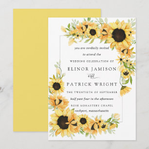 Invitation Russe Boho Yellow Sunflower Mariage d'été