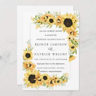 Invitation Russe Boho Yellow Sunflower Mariage d'été