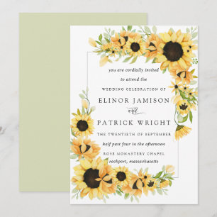 Invitation Russe Boho Yellow Sunflower Mariage d'été
