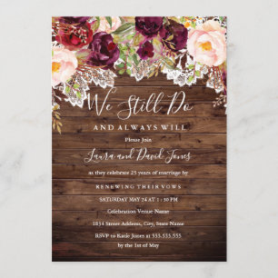 Invitation Russe Bourgogne Floral Mariage Vow Renouvellement
