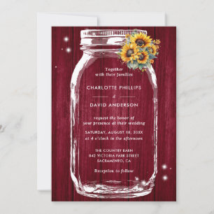 Invitation Russe Bourgogne Mariage de Tournesol Mason Jar