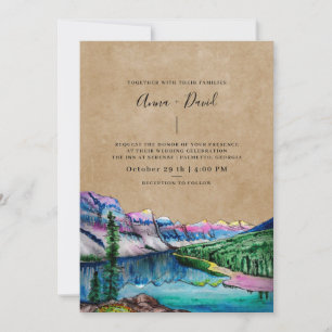 Invitation Russe Brown papier Mariage de forêt de montagne