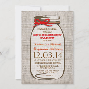 Invitation Russe Burlap Mason Jar