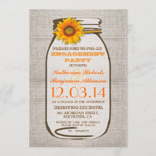 Invitation Russe Burlap Mason Jar Sunflower Engagement