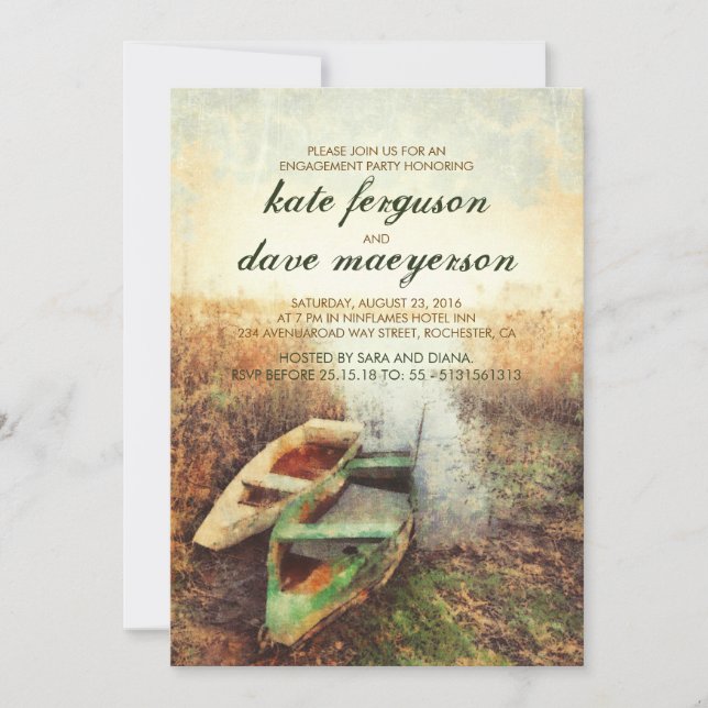 Invitation Russe Canoe Waterfront Automne Party (Devant)