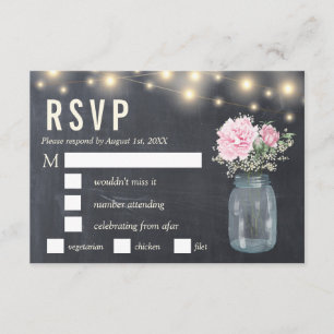 Invitation Russe Chalkboard Peony Floral Mason   Repas RSVP