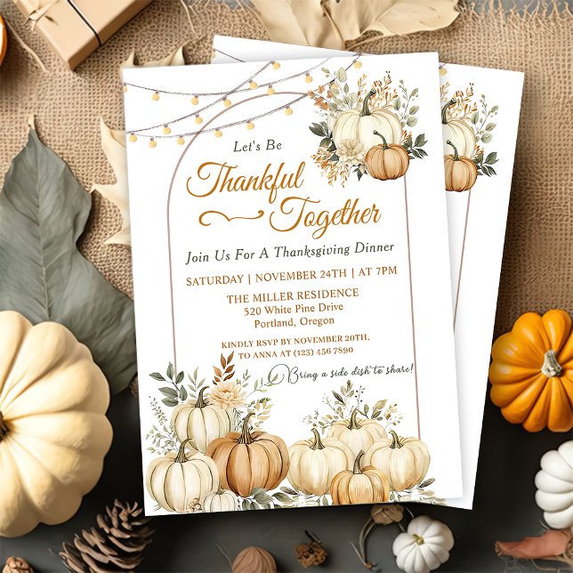 Invitation Russe Citrouille Automne Floral Thanksgiving Dîner (Créateur téléchargé)