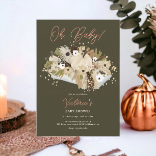 Invitation Russe citrouille floral neutre Oh baby shower