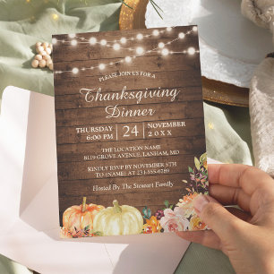Invitation Russe Citrouille Lights Thanksgiving Dîner