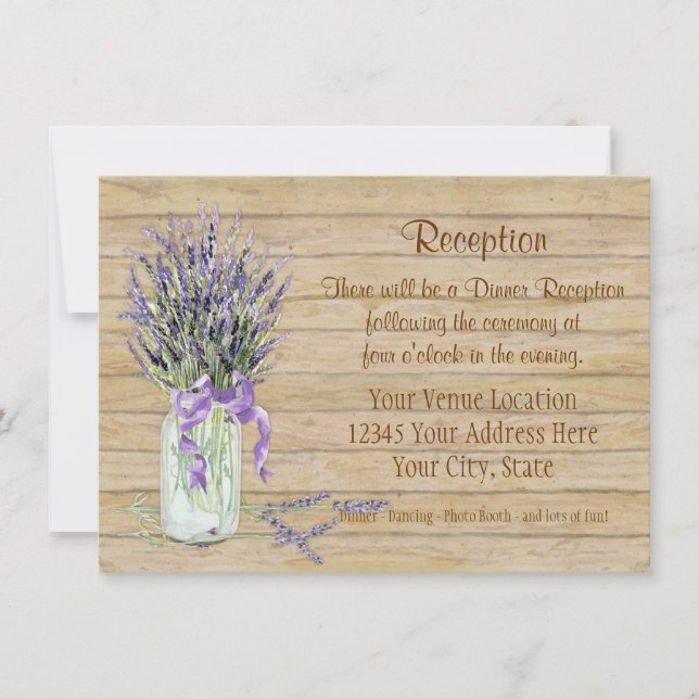 Invitation Russe Country Mason Jar French Lavender Bouquet (Devant)