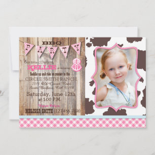 Invitation Russe Cowgirl Western Thème Anniversaire Invitatio