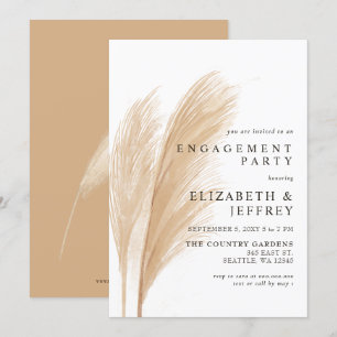 Invitation Russe Earthy Boho Pampas Partie d'engagement