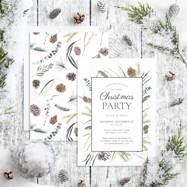 Invitation Russe Eucalyptus Dusty Winter Holiday Party (Créateur téléchargé)