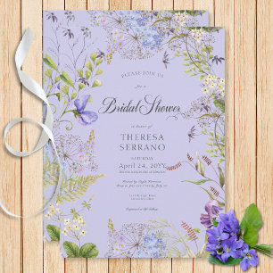 Invitation Russe Fleur sauvage violet  Fête des mariées viole