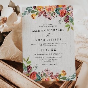 Invitation Russe floral automne automne burgundy rousse maria