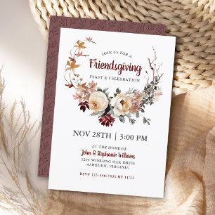 Invitation Russe Floral Friendsgiving Thanksgiving Dîner