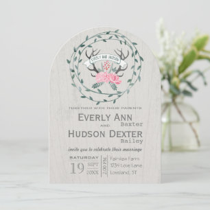 Invitation Russe Forêt Garland Antler Grange Mariage bois